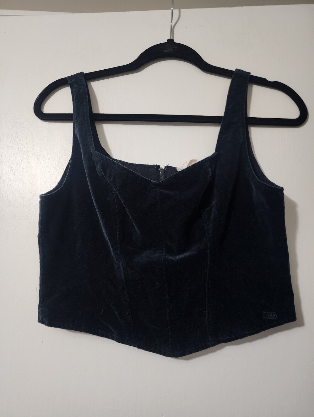 Levis Velvet Sleeveless Crop Corset Inspired Top in Black Size Small Womens